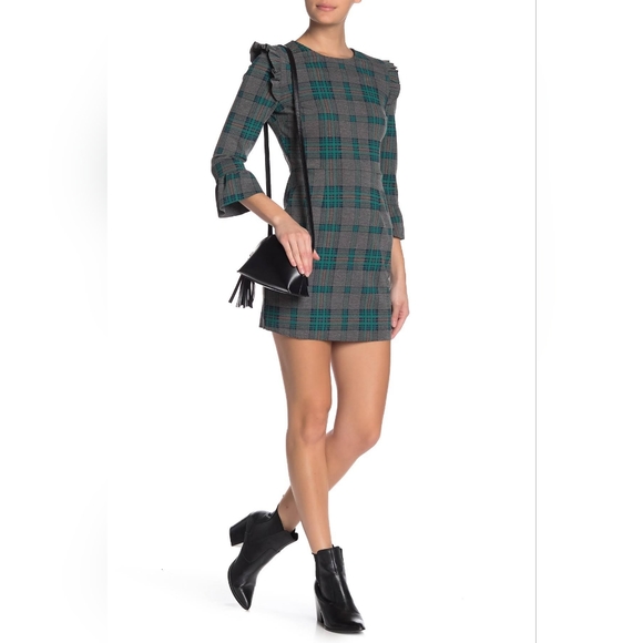 J.O.A. Dresses & Skirts - J.O.A. Ruffled Mini Plaid Fit and FlareDress